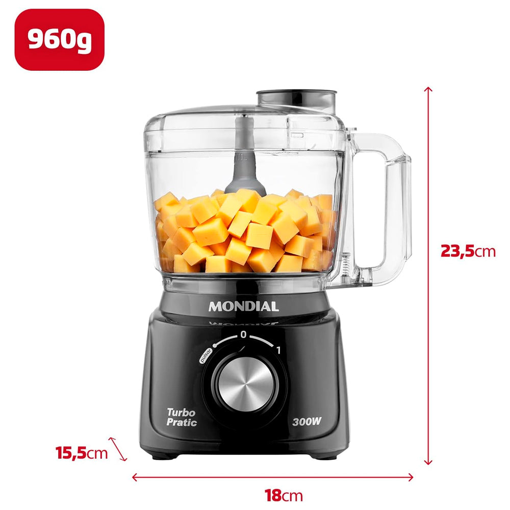 Mini Processador Turbo Pratic Preto 300w MP-16-B Mondial 220v